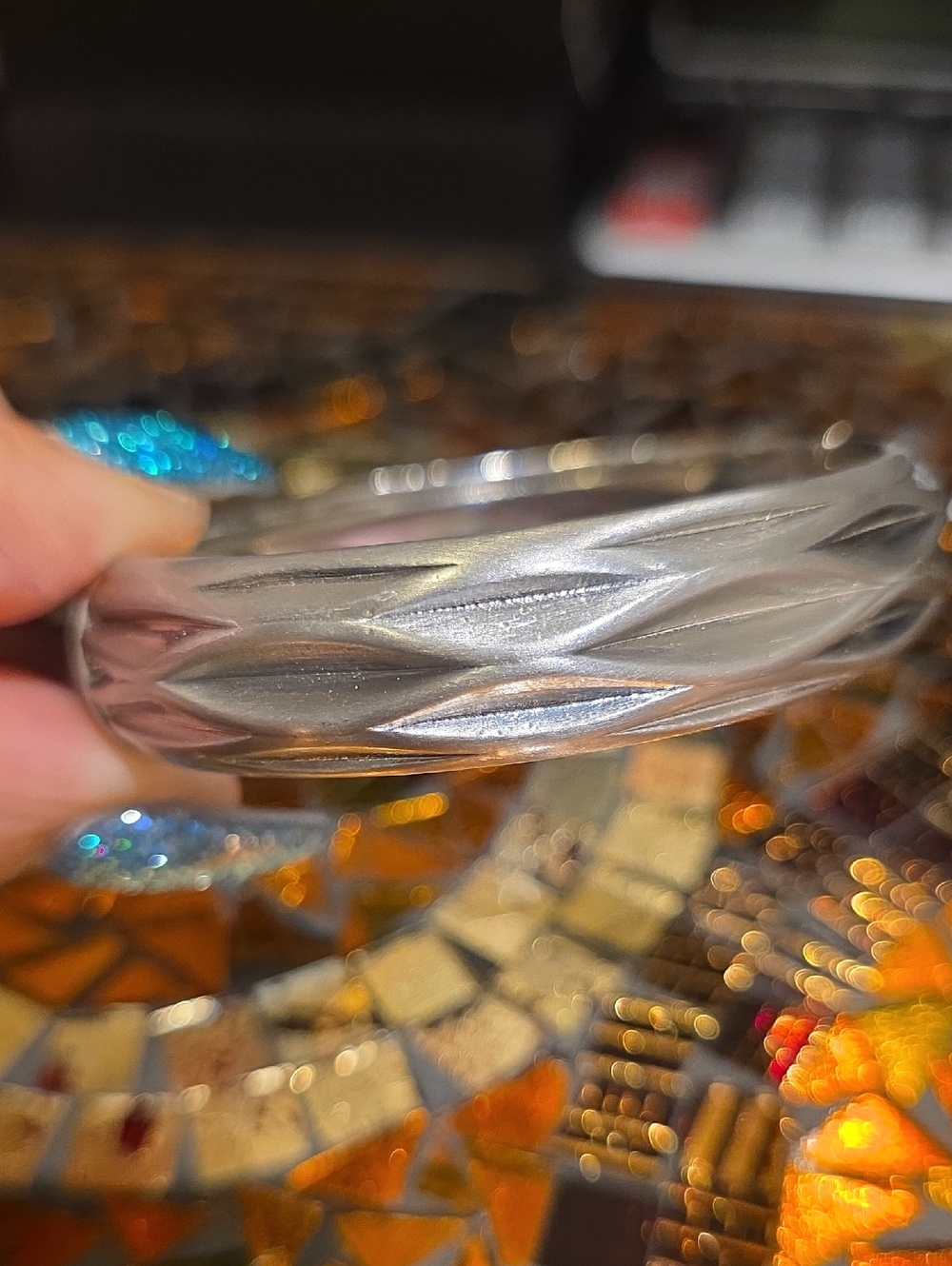 Source Unknown Silver Textured Hinged Bangle Bracelet